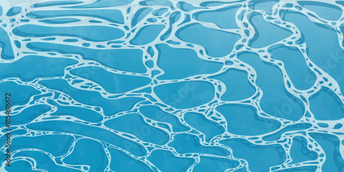 Blue water surface watercolor. Summer sea poster template. Sea waves abstract backgrounds. Turquoise rippled water texture background. Shining blue water ripple pool abstract vector