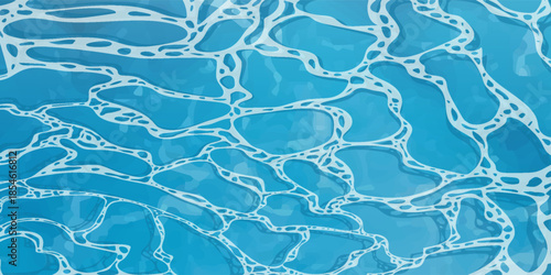 Blue water surface watercolor. Summer sea poster template. Sea waves abstract backgrounds. Turquoise rippled water texture background. Shining blue water ripple pool abstract vector