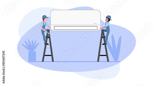 Air Conditioner Installation Technician Service Animation Video 4K suitable for your project needs