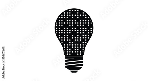 A striking black and white dotted light bulb design a modern visual representation silhouette