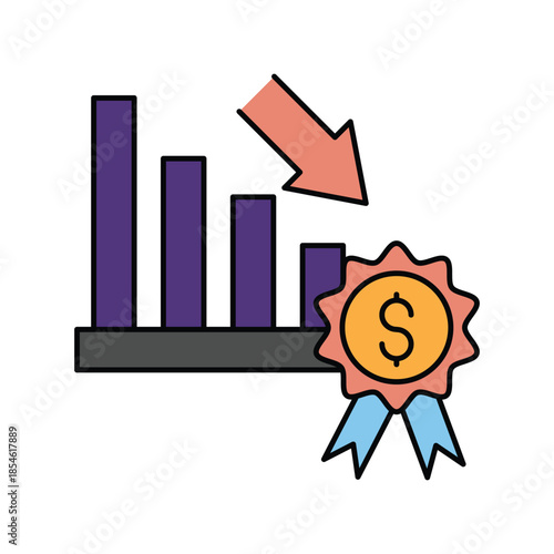 Poor Performance icon with white background vector stock illustration