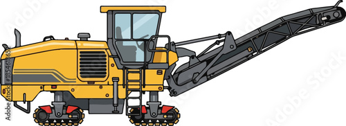 Yellow Heavy Machinery Excavator Illustration
