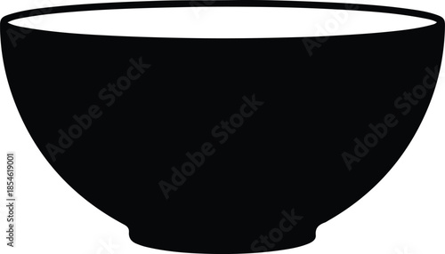 Silhouette Empty Ceramic Kitchen Bowl Isolated On White Background Vector Illustration