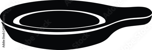 Silhouette Frying Pan Kitchen Utensil Cooking Skillet Flat Design Vector Illustration