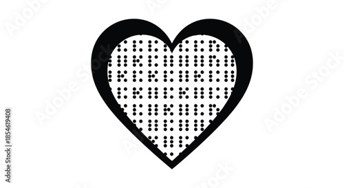 A striking black heart shape filled with braille dots a beautiful and unique silhouette