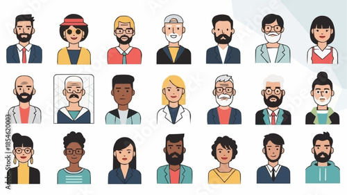 Diverse Group of People Avatars Collection.