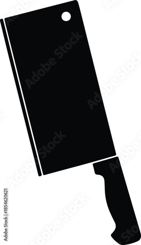 Silhouette Sharp Butchers Meat Cleaver Kitchen Utensil Graphic Vector Illustration