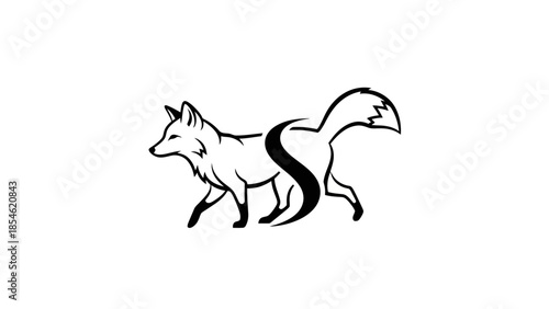 Fox logo design with an 'S' curve integration, minimalist and modern style for branding and identity