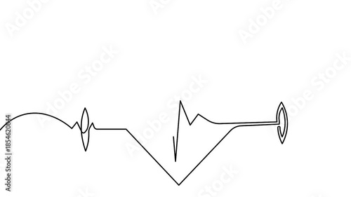 Heart beat icon one line art animation video