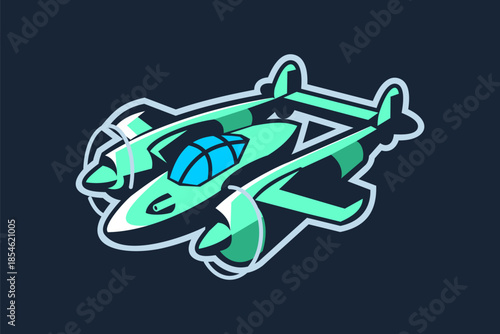 American ww2 fighter plane vector illustration. simple aircraft logo, military equipment.