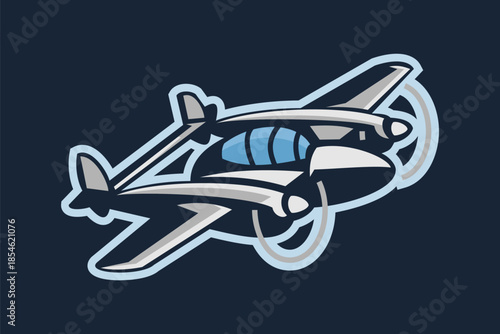 American ww2 fighter plane vector illustration. simple aircraft logo, military equipment.