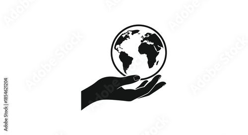 A hand gently cradling a globe representing earth a powerful symbol of care silhouette