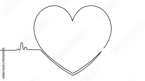 Minimal heart beat continuous line icon animation