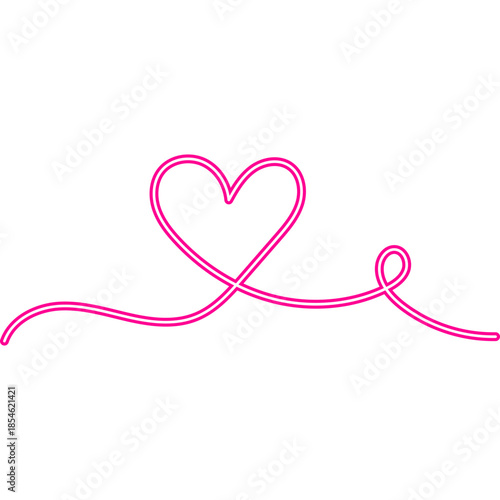 Continuous Line Heart Neon