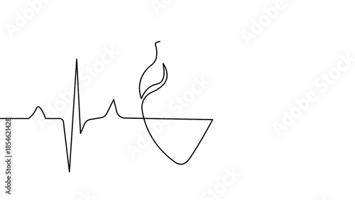 Modern heart beat cardiology line animation
