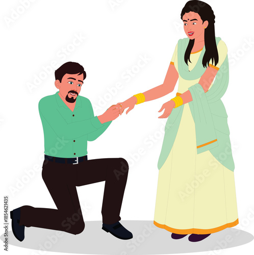 husband wife getting married illustration animation ready