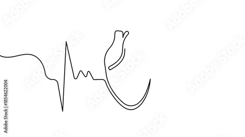 Simple heart beat continuous line animation