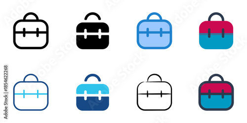 Briefcase icons set multiple style collection. Editable stroke 
