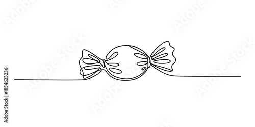 A single line drawing of a candy on a white background Vector, illustration