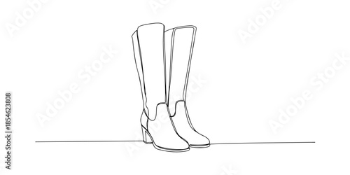 Continuous one line of a pair of stylish boots, symbolizing modern lifestyle, hand drawn vector illustration.
