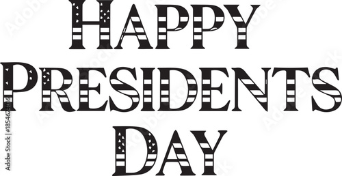 Happy presidents day text with american flag stripes