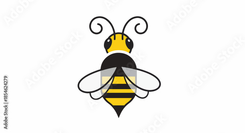 Cute cartoon bee illustration with black stripes and yellow body 1.