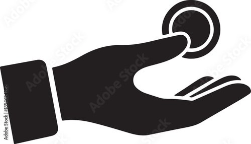 Hand holding and giving a coin