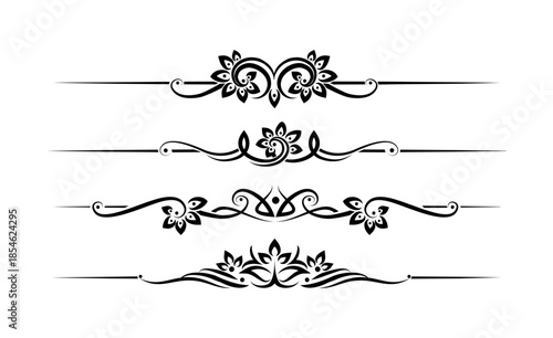 Calligraphic design elements, page dividers with thai ornament.