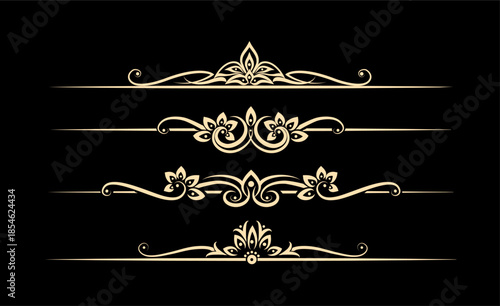 Calligraphic design elements, page dividers with thai ornament.