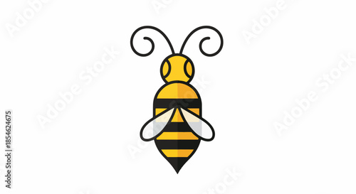 Simple Cartoon Bee Illustration with Yellow and Black Stripes.