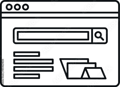 Simple line icon representing a web browser