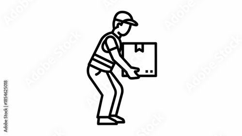 Delivery man carrying a package with care and precision