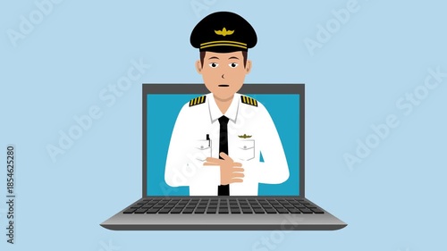 Opening Laptop With Male Pilot Animation Video 4K suitable for your project needs