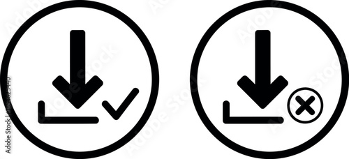 Download success and failure icon set