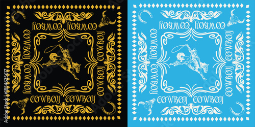 BANDANA UNIQ COWBOY GOLD AND WHITE