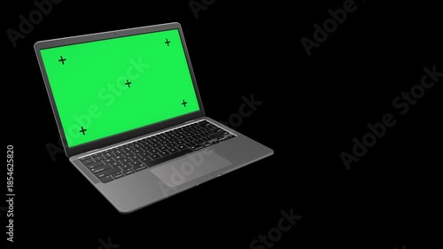 Laptop Green Screen Animation with Tracking Markers and Alpha Matte