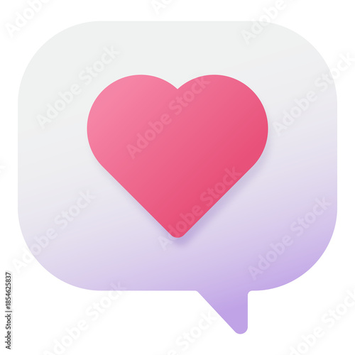 Pink heart chat bubble notification icon isolated on transparent background.