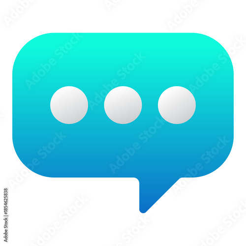 Blue chat speech bubble with three dots icon isolated on transparent background.