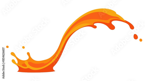 Vibrant orange and yellow liquid splash, a dynamic and energetic wave of refreshing juice or drink, isolated on white background, ideal for food and beverage concepts