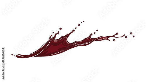Vibrant vector illustration of a dynamic dark liquid splash, showcasing energetic movement and realistic fluid flow, ideal for creative beverage or food-related graphic designs and visual projects