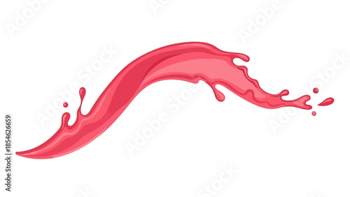 Vibrant pink liquid splash creating a dynamic, wavy stream with sparkling droplets, ideal for fresh fruit juices, refreshing beverages, or energetic graphic designs