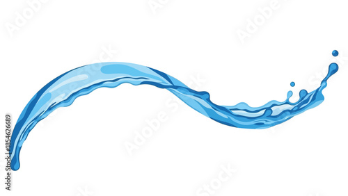 Dynamic blue water splash creating an elegant wave and energetic droplets, ideal for refreshing design elements and liquid concepts for a vibrant visual impact