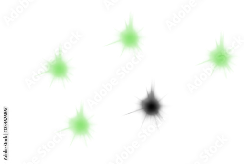 Vibrant green and black explosive burst effects on white background