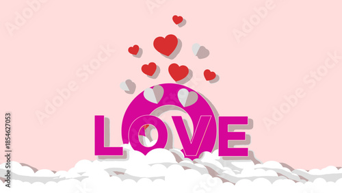 A cheerful digital illustration expressing romantic affection for Valentine, with the word 'LOVE' and floating hearts in an inviting, vibrant space.