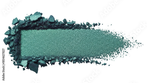 Foto Emerald green eyeshadow swatch isolated PNG, shimmering cosmetic powder texture