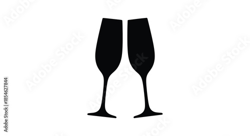 A celebratory depiction of two elegant champagne flutes presented in a striking silhouette