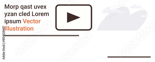 Media, user interface, branding, cloud storage, online services, virtual platforms. Play button in a large box with text and cloud design. Media and user interface concepts