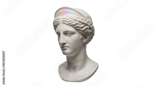 Fotografía Ancient Greek bust of a woman isolated PNG, classical sculpture with draped head