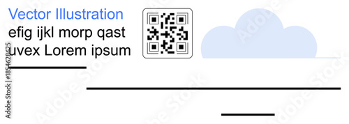 Technology integration, digital tools, networking, internet connectivity, cloud computing, data sharing. QR code with a cloud design. Technology integration and digital tools concepts