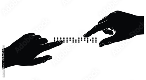 Two hands reaching towards each other connecting with braille dots a striking silhouette